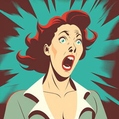 illustration of A woman screaming expression Vector style illustration, cartoon illustration