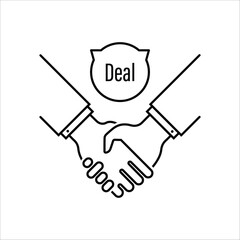 black thin line agreed or deal icon. linear simple flat style trend modern communication logotype graphic design isolated on white background. concept of done transaction or easy verbal agreement
