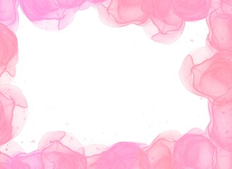 Fototapeta na wymiar ピンク色のアルコールインクのカラフルなフレーム素材