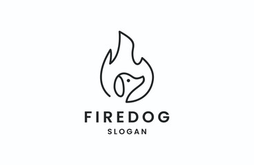 Creative Fire dog illustration logo sign icon design vector .
