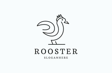 Hipster Rooster Logo line Minimalist icon .