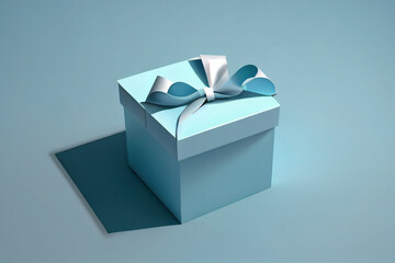 blue square gift box . Generative Ai