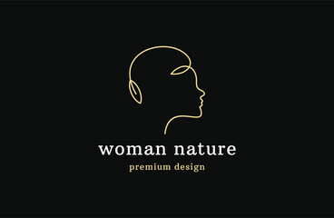 Vector image. Logo for businesses in the beauty, health, Beautiful image of woman's face. Linear style .