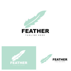 Feather Logo, Abstract Simple Feather Design, Wing Feather Vector, Pencil Stationery, Simple Icon