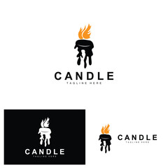 Candle Logo, Flame Lighting Design, Burning luxury Vector, Illustration Template Icon