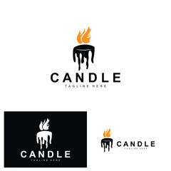 Candle Logo, Flame Lighting Design, Burning luxury Vector, Illustration Template Icon