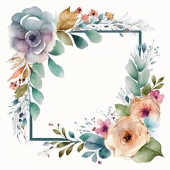 Flower frame watercolor created with AI