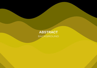 Abstract wavy yellow background with geometric element. Fluid shapes composition. Liquid color.