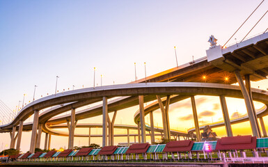 The beautiful Bhumibol curve bridge of Thailand