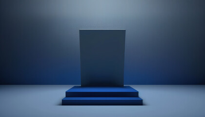 Realistic 3D blue theme podium for product display. Created with Generative AI Technology