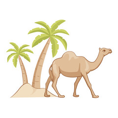 date palm icon with camel Ramadan and Islamic Eid