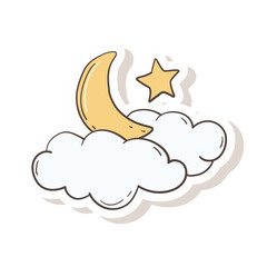 cloud icon with moon and stars Ramadan and Islamic Eid