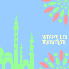 happy eid mubarak poster illustration