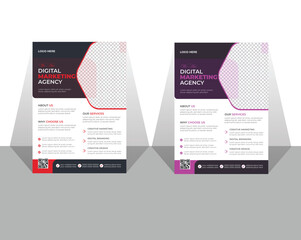 Corporate business cover and back page a4 flyer design template for print, Corporate creative colorful business flyer template design, abstract business flyer, vector template design.