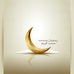 Fototapeta na wymiar islamic greeting card ramadan kareem with gold crescent moon