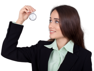 Friendly Businesswoman witch Stop Watch - Isolated