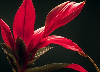 close up of red tulip, generative AI
