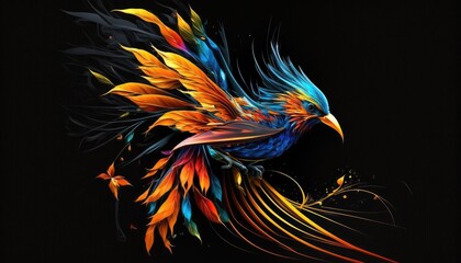Fototapeta premium A bird with a black background. Generative AI