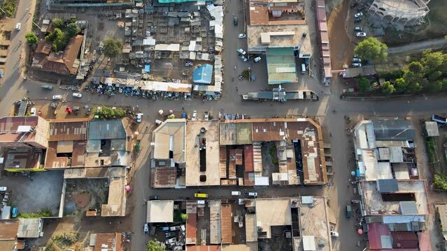 kibera aerial drone slum nairobi kenya neighborhood dirty pollution sewage system Africa residence famous. Drone fying in the rutal settlement of loitokitok kenya