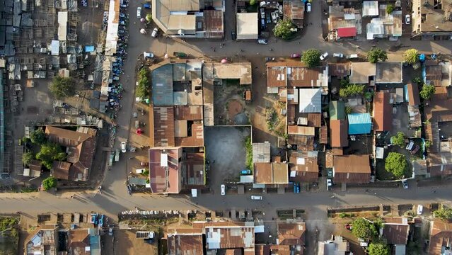 kibera aerial drone slum nairobi kenya neighborhood dirty pollution sewage system Africa residence famous. Drone fying in the rutal settlement of loitokitok kenya