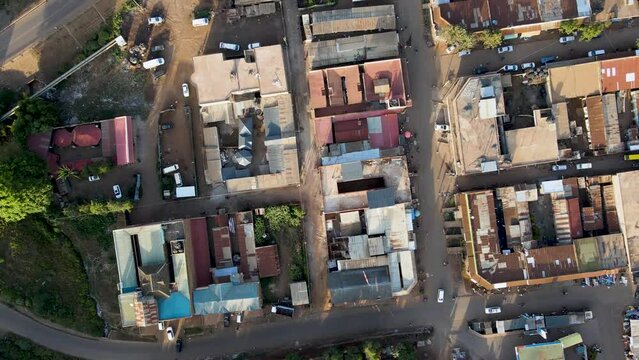 kibera aerial drone slum nairobi kenya neighborhood dirty pollution sewage system Africa residence famous. Drone fying in the rutal settlement of loitokitok kenya