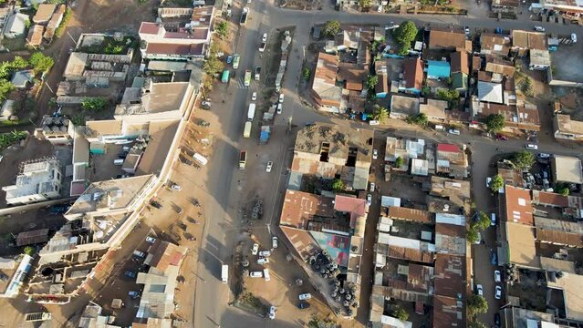 kibera aerial drone slum nairobi kenya neighborhood dirty pollution sewage system Africa residence famous. Drone fying in the rutal settlement of loitokitok kenya