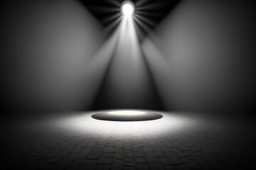 Close up of a spotlight on the empty stage with copy space