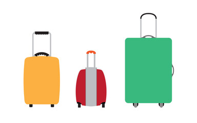A set of three suitcases. Family suitcases. Vector illustration
