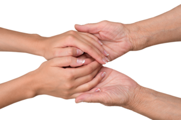 Young Woman's Hands Touching and Holding an Old Woman's Hands