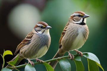 Plain backed Sparrows can be found in Bangkok's Green of Rama 9 Garden on February 12, 2021. Generative AI