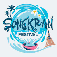 Fototapeta na wymiar Badge or illustration about the Thai Songkran Festival