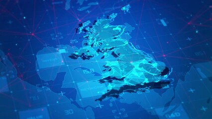 United Kingdom Map Digital Business Technology - Powered by Adobe