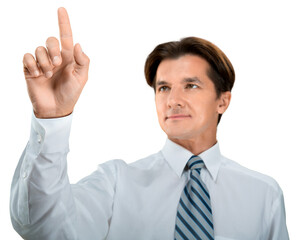 Portrait of young handsome businessman isolated on white background