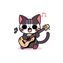 Cool kitten playing guitar, generated AI, generated, AI