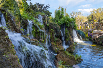 A tranquil waterfall scene in Orlando, Florida.