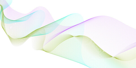 Abstract colorful blue and other blend wave lines on transparent background. Modern colorful flowing wave lines and glowing moving lines. Futuristic technology and sound wave pattern.
