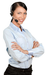 Businesswoman on a headset