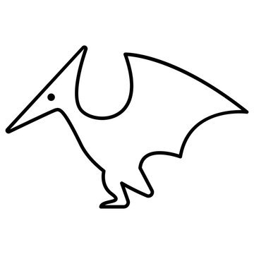 black outline pterodactyl flying clip art preview