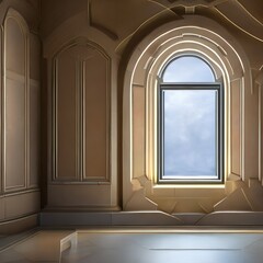 A room with a small window and light walls3, Generative AI