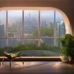 A room with a view of the city and light walls3, Generative AI
