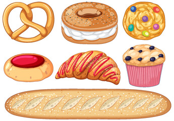 Set of bread and breakfast