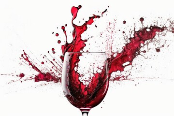 Splashes of red wine isolated on a white background. Generative AI