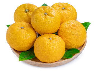Yuzu Orange fruit on White backghround. Sweet Yuzu Orange fruit isolate on white with clipping path.