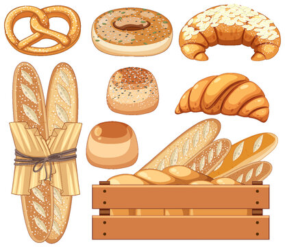 Set of bread and breakfast