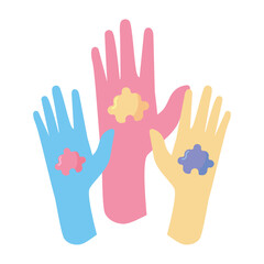autism day hands with puzzles