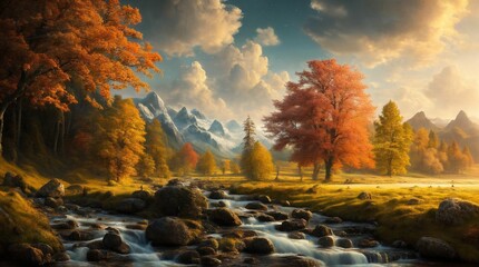 Fototapeta na wymiar Autumn Forest and Valley