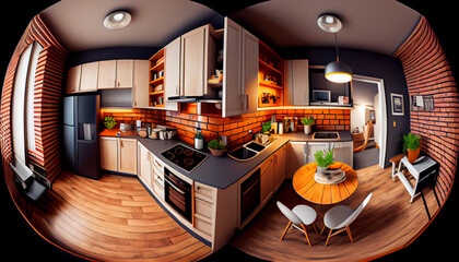 Modern design of luxury domestic kitchen indoors ,generative AI