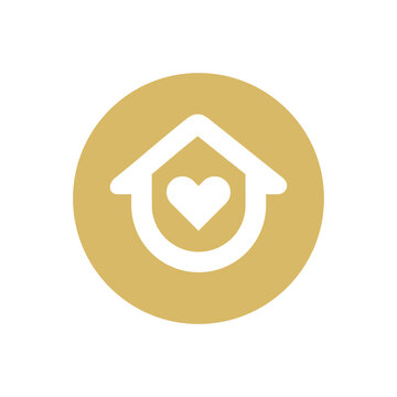 House and heart logo icon design, love home logo vector image