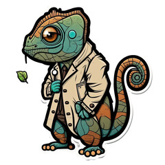 Obraz premium Chameleon lizard iguana scientist doctor, generated AI, generated, AI