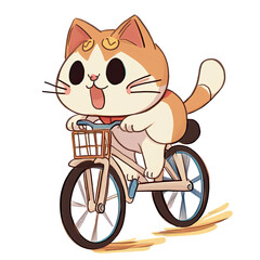 Anime cat riding bike, generated AI, generated, AI